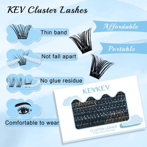 Lash Clusters 96 Pcs Cluster Lashes Eyelash Clusters DIY Cluster Eyelash Extensions Individual Lashes Thin Band & Soft(Cirrus,C-14-20mix)