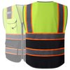 JKSafety 9 Pockets Class 2 High Visibility Dual Color Zipper Front MESH Lite Safety Vest | Orange Color Triming Reflective Strip | ANSI/ISEA Standards (100-Yellow-Black, XL)