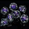 ARUOHHA DND Resin Dice Dragon Eye Dice Liquid Core Dice Set Purple Sharp Edged Dice Set with Gift Box, Dungeons and Dragons Polyhedral D&D Dice Role Playing Game D and D Dice Set D20 D12 D10 D8 D6 D4