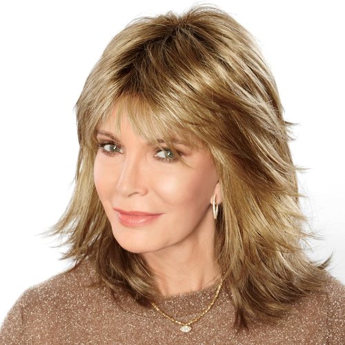 Paula Young Breezy Wig by STYLE by Jaclyn Smith Gorgeous Mid-Length Wig with Eyelash Fringe and Face-Framing Layers/Blended and Rooted Shades