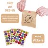 Vane Delx 100pcs Grease Resistant Brown Paper Sandwich Bags with Stickers, 5.5x7.5x2 inches, Serve As Small Bakery, Snacks, Treats and Lunch Take Out Bags.