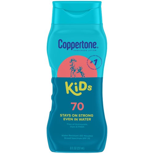 Coppertone Kids Sunscreen Lotion, SPF 70 Sunscreen for Kids, Water Resistant Sunscreen Lotion, 8 Fl Oz