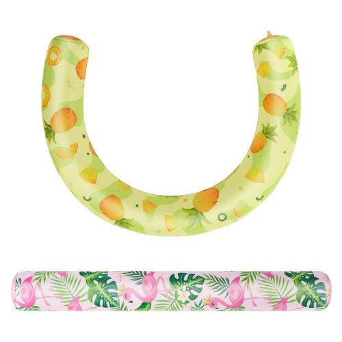 Pool Noodle Set - 2 Pack Inflatable Swimming Noodles for Adults Pool Noodles Floats Pink Yellow Curved Swimming Pool Float for Summer Vacation Sea Beach Lake Exercise Party （Flamingo & Pineapple）
