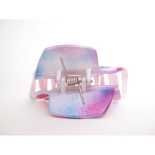 Generic Spotted pink blue white hair claw clip for medium fine hair