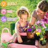 deAO Kids Gardening Tool Set, Garden Tools for Toddler, Include Safe Shovel, Rake, Fork, Gloves, Apron, Watering Can and Canvas Tote, Gardening Kit for Boys and Girls