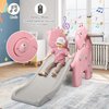 COLOR TREE Toddlers Slide and Climber Set - Kids Playground Climber Freestanding Slide Playset with Basketball Hoop Play Combination for Baby Boys Girls, Pink