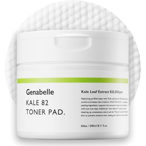 Genabelle Kale 82 Toner Pad - 60 Jumbo Sheets, AHA PHA Dead Skin Care Daily Hydrating Toner Pad exfoliating