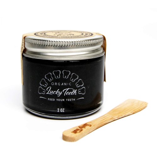 Zero Waste Glass jar Charcoal Toothpaste Xtra Whitening Toothpaste - by Lucky Teeth - All Natural, Organic, Remineralizing and Fortifying (2 oz Glass)