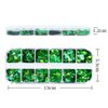 St. Patrick's Day Nail Glitter Sequins for Nail Art Green Shamrock Nail Stickers Decals Heart Star Four-Leaf Clover Maple Leaf Flakes Confetti 3D Holographic Nail Sequin for Nail Decor Body DIY Crafts