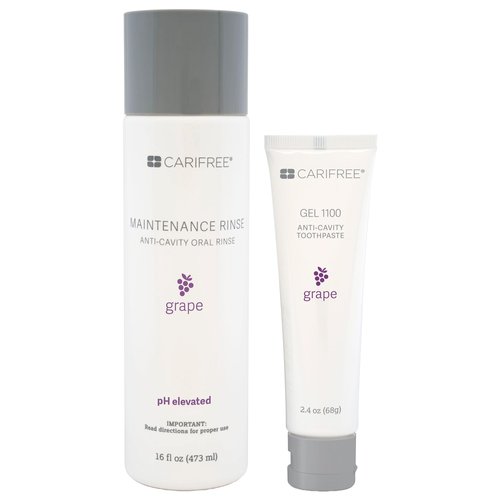 CariFree Maintenance & Prevention Kit, Grape | Anti-Cavity Fluoride Toothpaste & Mouthwash Freshens Breath and Moistens Mouth | Dentist Recommended for Oral Care (2 Piece Set, Grape)