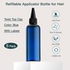 Tekson Hair Color Applicator Bottles, 5 Pack Refillable Squeeze Bottle, Empty Plastic Twist Top Cap Bottles (3.4 OZ, Blue)