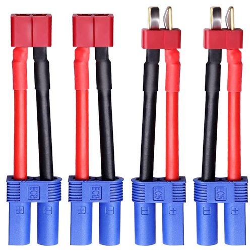 Youme 4pcs EC5 to Deans T Male Female Plug Connector Adapter Conversion Cable Wire for RC Lipo Battery Balance Charger RC Car Truck Boat Motor Controller ESC