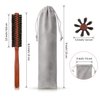 Patelai 2 Pcs Boar Bristle Round Brush Small Round Hair Brush Styling Roller Brush Anti Static Quiff Mini Comb with Wooden Handle for Blow Drying Straightening Curling Wet Thin or Short Hair