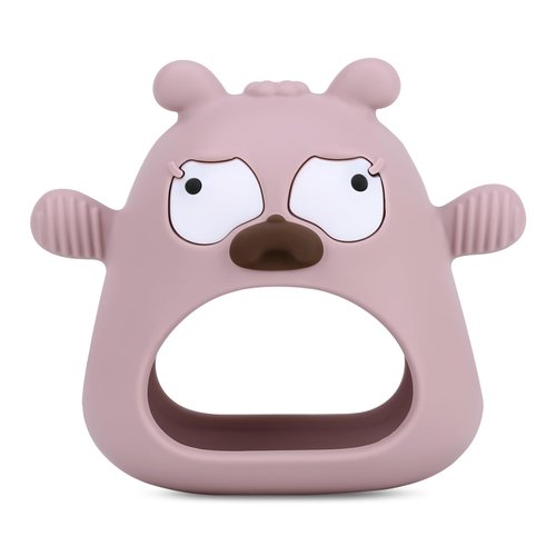 Silicone Teether Toys，Teething Toys for Babies, Baby Teether Never Drop Baby Teether for Teething Relief, Silicone Baby Hand Mittens Sucking Need Pacifier, Baby Chew Toys for Breast Feeding (Brown)