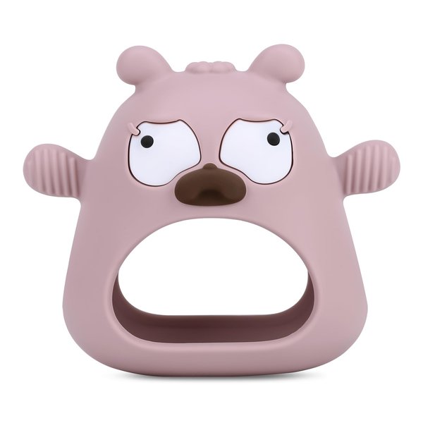 Silicone Teether Toys，Teething Toys for Babies, Baby Teether Never Drop Baby Teether for Teething Relief, Silicone Baby Hand Mittens Sucking Need Pacifier, Baby Chew Toys for Breast Feeding (Brown)