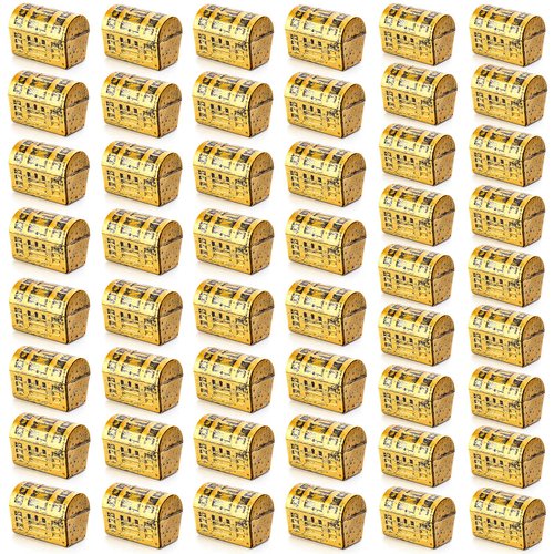 50 Pieces Mini Pirate Treasure Chest Gold Plastic Chests Vintage Pirate Jewelry Storage Box for Pirate Play Set Pretend Play Birthday Halloween Christmas Party Favors
