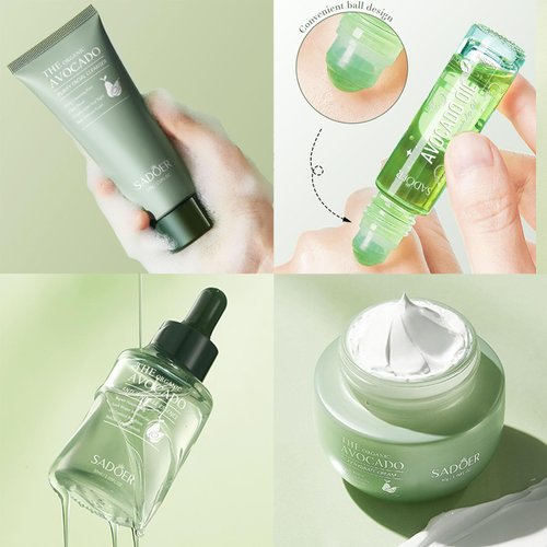 Avocado Skin Care Set, 5PCS Face Care Kit Women, Skincare Products Set with Facial Cleanser, Serum, Face Cream, Eye Cream, Lip Oil, Travel Skincare Set, Anti Aging Facial Kit