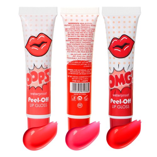 TOSAMZOO 3 Colors Sexy Colors Lip Gloss Sets Waterproof Tear-off Lip Gloss Tattoo Magic Color Lip Stain Tint Long Lasting Peel Off Colored Matte Nude