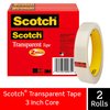Scotch Brand Transparent Tape, Engineered for Office and Home Use, 3/4 x 2592 Inches, 3 Inch Core, Boxed, 2 Rolls (600-2P34-72),Clear