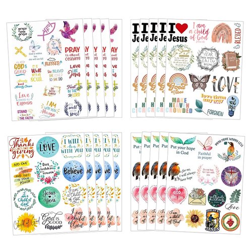 20 Sheets Bible Verse Temporary Tattoos Stickers Motivational Inspirational Scripture Faith Tattoos Party Favors Decorations Supplies for Teens Adults Sunday School Prizes Gifts Rewards