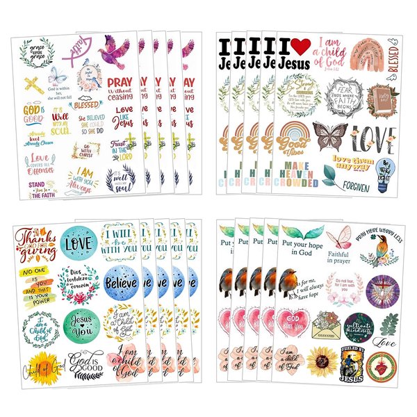 20 Sheets Bible Verse Temporary Tattoos Stickers Motivational Inspirational Scripture Faith Tattoos Party Favors Decorations Supplies for Teens Adults Sunday School Prizes Gifts Rewards