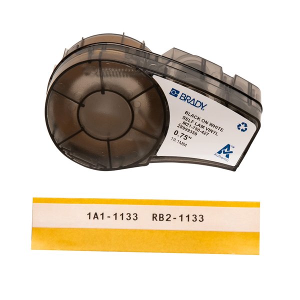 Brady Authentic (M21-750-427) Self-Laminating Wire Wrap for Control and Electrical Panels, Datacom Cable, Black on White- For M210, M210-LAB, M211, BMP21-PLUS and BMP21-LAB Printers, .75" W, 14' L