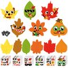 Haooryx DIY Fall Leaf Magnet Craft Kit for Kids 30 Set Maple Leaves DIY Magnet Stickers Autumn Art Craft Supplies for School DIY Activities Supplies Home Refrigerator Class Blackboard Whiteboard Decor