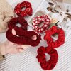 Yonchic 6-Piece Velvet Elastic Hair Ties, Gentle Style Christmas Scrunchies for Women Long Thick Hair, No Damage Hair Scrunchies Rubber Bands Accessories (Red)