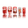 Christmas Press on Nails Red Medium Fake Nails, Santa Claus Press on Nails Cute with Santa Claus Snowflake Elk Designs Acrylic Nails Glossy Full Cover Winter Xmas Glue on Nails for Women 24Pcs