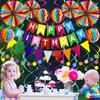 PatiCool Happy Birthday Party Decorations Pack with Rainbow Happy Birthday Banner, Honeycomb Balls, Circle Dot Garland, Paper Bunting Banner, Paper Fans and Hanging Swirls Streamers