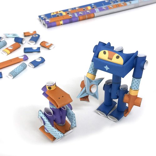 PIPEROID Smoke & Bill Ninja Mates - Japanese 3D Paper Puzzle DIY Robot kit for Kids and Origami Kit for Adults