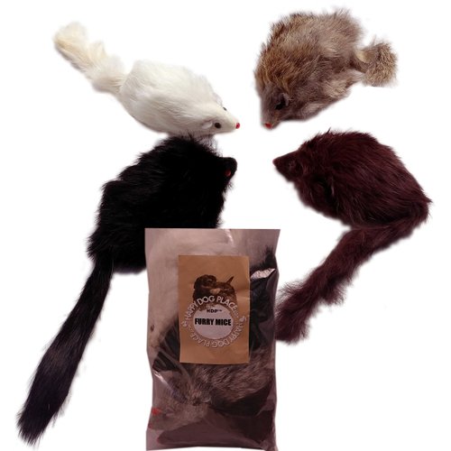 HDP Long haired Furry Mice cat Toy Size:Pack of 4