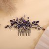 Rumtock Purple Rhinestones Beads Silver Hair Comb Side Headpiece for Wedding Brides Women Girls Handmade Hair Accessories (Purple)