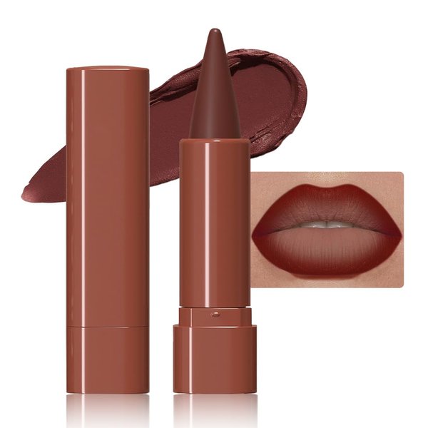 JUAAZIN Wine Matte Color Gradient Lipstick Lip Liner, Flawless Contour and Gradual Ombre Effect lip Pencil, Crayon Form and Cone Tip, High Pigmented Long Lasting Waterproof Smudge Proof 08#