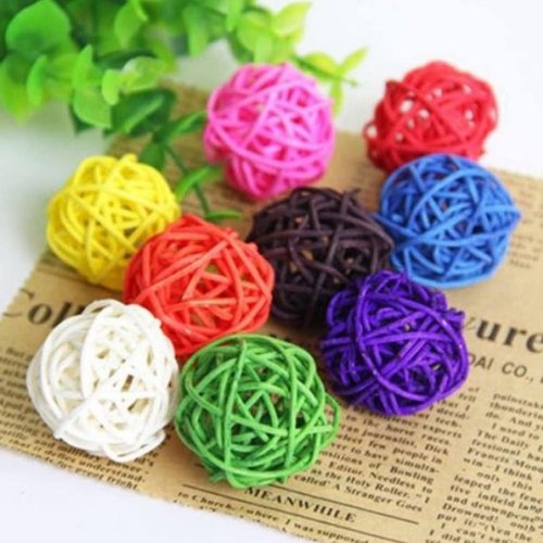 10PCS Multicolor Rattan Balls Wicker Ball Birds Quaker Parrot Parakeet Chewing Pet Bite Ball for Budgies Hamsters Ball Orbs Crafts DIY Accessories Vase Fillers Ornaments Easy to Use,Pet Supplies