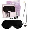 Silk Sleep Mask Black - Organic Mulberry Silk Hypoallergenic Sleeping Mask Gift Set with Obsidian Pendant Necklace, Essential Oil Roller Bottle, and Black Obsidian Crystal Kit Meditation