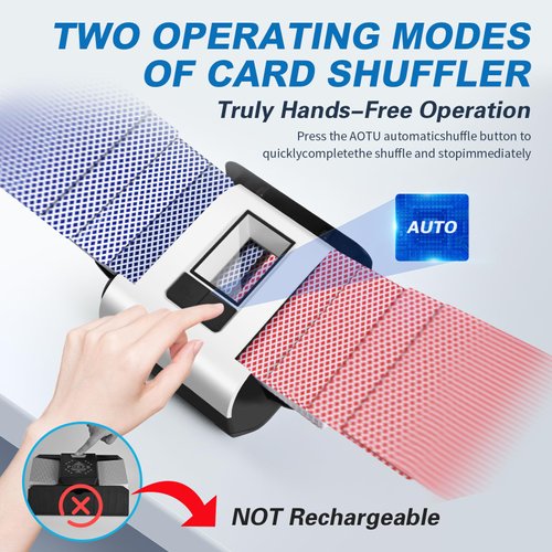 Nileole 2 Decks Quiet & Rechargeable Card Shuffler, 2000 MAh Rapid Shuffling Automatic Electric Shuffler for Casino Card Game, Poker, Phase 10, Blackjack, Texas Hold'em, Home Card Games