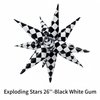 2*12PCS Black White Checkered Explosion Pointed Star Foil Balloons/4D Checkered Racing Balloons/Race Car Birthday Party Supplies/Las Vegas Casino Party/Father's Day Boys Birthday Party (2 PCS Black)