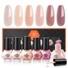 modelones Nail Polish Set 6 Colors Pink Skin Tones Brown Manicure DIY Nail Art Salon Gift for Women Girl