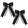 Giantree 2 Pcs Black Lace Hair Bow Clips for Women, Cute Lace Hair Bows Clips with Long Tail Ribbon for Wedding Halloween Gothic Dress Decor Accessories Gift