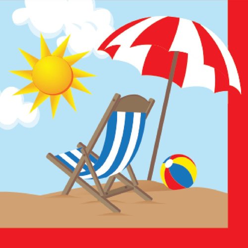 Creative Converting 18 Count 2-Ply Cocktail Napkins, Beach Play