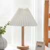 Zenply Small Table Lamp, Bedside Nightstand Mini Lamp for Bedroom Living Room Side Table Small Spaces, Pleated Aesthetic Vintage Lamp Warm White LED Bulb Included