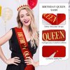 KICOSY Birthday Crown for Women Red Birthday Queen Sash and Crown Birthday Crown and Sash Happy Birthday Headband Birthday Tiara Birthday Crown Adult Woman