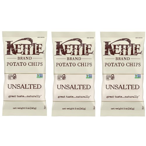 Kettle Chips Unsalted 8.5 Ounce (Pack of 3)