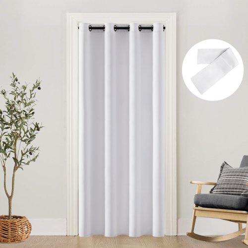 SHINELAND Sliding Closet Door for Bedroom,Simple Minimal Soft Cloth Fabric Curtains Doorway Privacy RV Sliding Screen Door Closer Fits 48x80 Accordion Door,52 Wide by 80 Inches Long,White