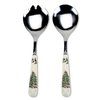 Spode Christmas Tree Set of 2 Salad Servers | 10 Inch Salad Serving Set | Made from Stainless Steel and Earthenware | Dishwasher Safe