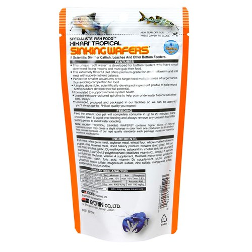 Hikari Tropical Sinking Wafers Fish Food, 0.88 oz (25g)