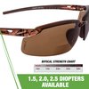 Crossfire 2911725 Safety Glasses , Brown 2.5 Diopter