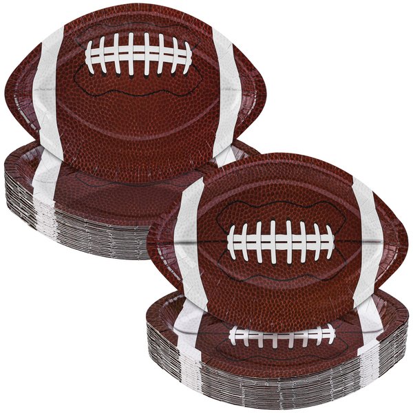durony 50 Pieces Football Serving Trays Football Party Plates Football Shaped Disposable Paper Plates for Football Birthday Party and Football Game Day Decorations