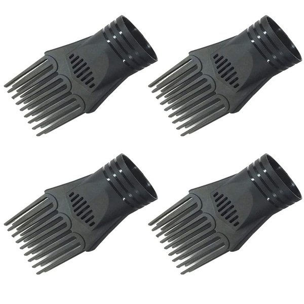 Juroicessry Hair Comb, 4Pcs Black Universal Hair Dryer Comb Nozzle Plastic Hairdressing Salon Blow Comb Attachment Hair Styling Tool for Straightening Detangling Fine Curly Natural Hair Hair Combs